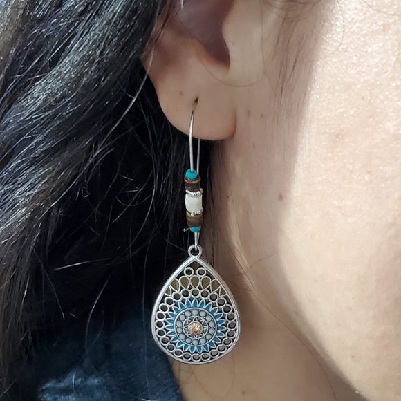 Colorful Boho Water Drop Earrings - Picture 2 of 2